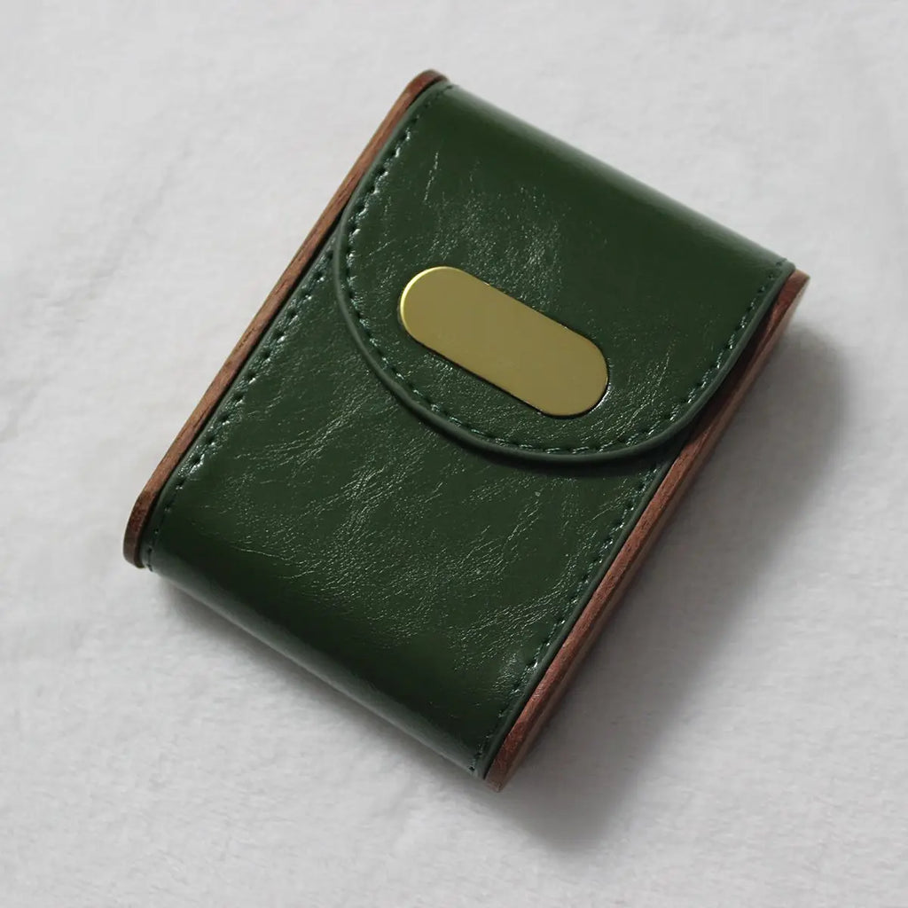 Creative Retro Leather Men's Cigarette Case Moisture Resistance Simple Short Protective Case Smoking Accessories Oasis Select green