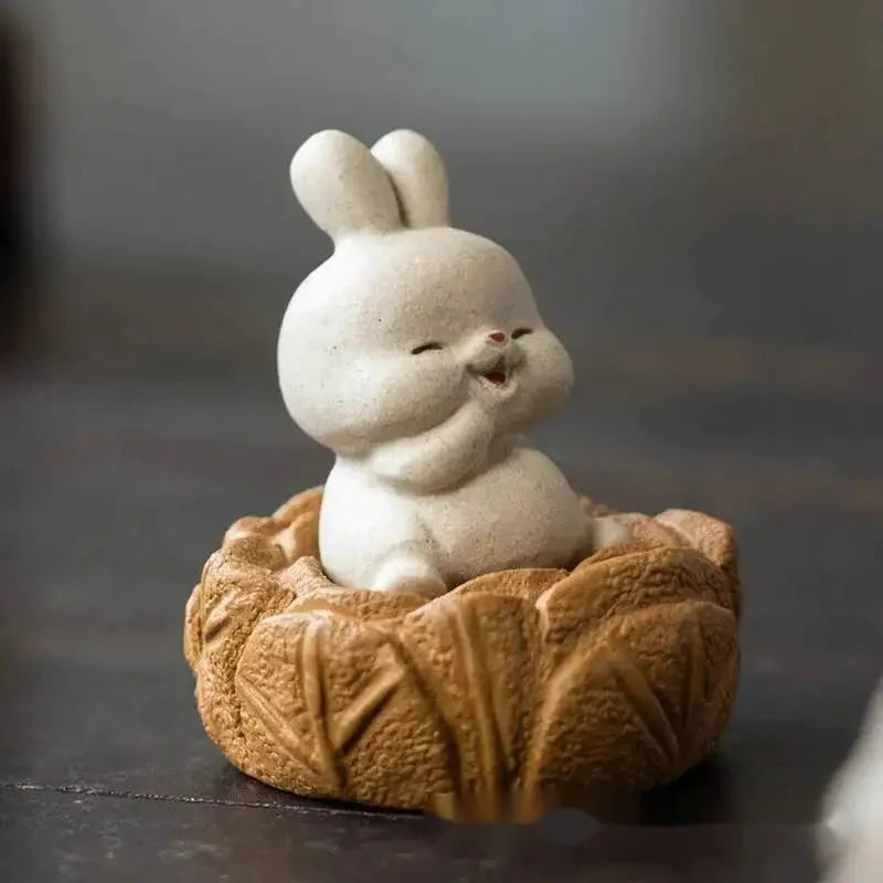 Rabbit Cabbage Tea Pet Sitting Wealth Tea Play Tea Tray Ornament Small Sculpture Tea Play Accessories Чаепитие Oasis Select