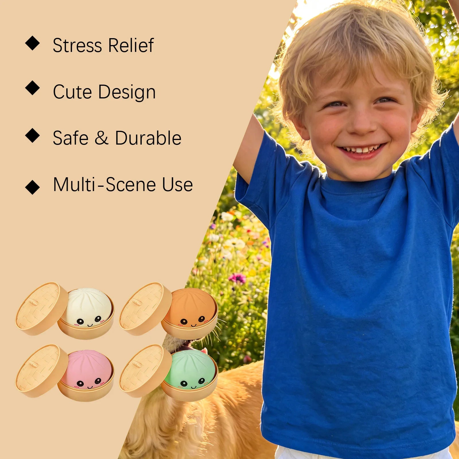 Dumpling Squishy Stress Ball – Colorful Decompression Toy Squishy Stress Toy Oasis Select