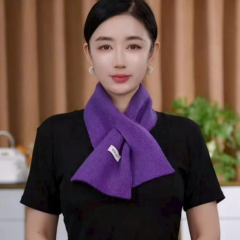 Women's Winter Knit Crossover Scarf – Warm Neck Collar