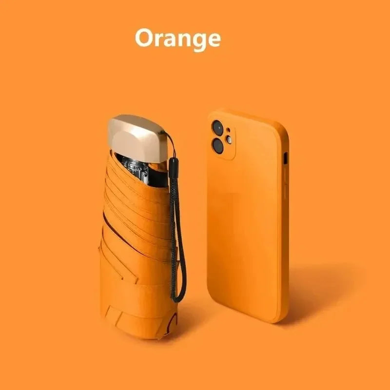 1Pc 55% Off Mini Sun Umbrella Pocket Rain Umbrella Vinyl Folding UV Ultraviolet Protection Sun Shade Pocket Parasol Capsule Oasis Select 1pc orange