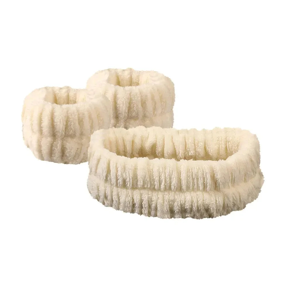 1/2/3PCS Face Wash Wristbands Headband Makeup Hair Care Headband Wash Headband For Washing Your Face Hair Bands For Women Oasis Select Beige Set