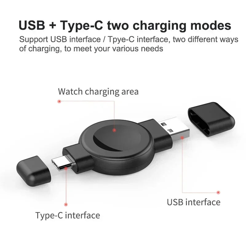2 In 1 USB Type C Magnetics Watch Wireless Charger for Samsung Watch Galaxy 4 5 6 Active 1/2 Apple IWatch 2-8 SE Charging Stand Oasis Select