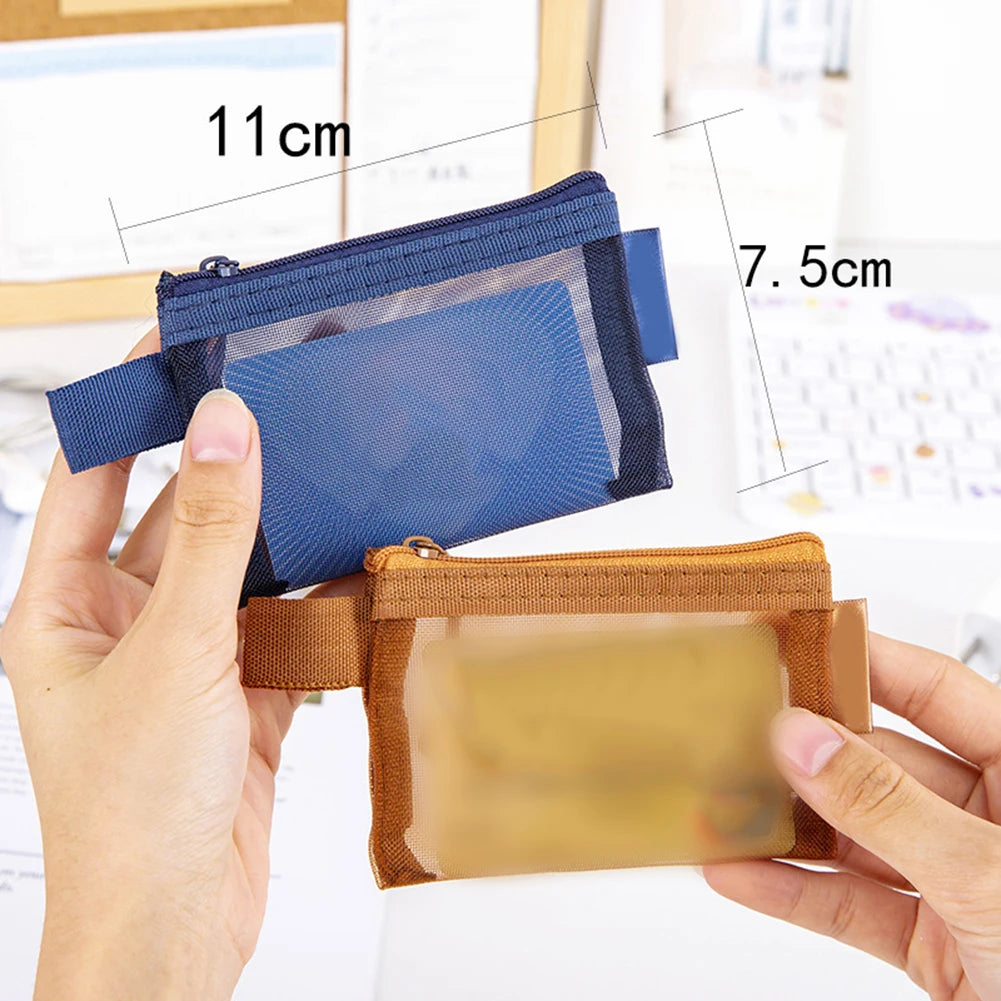 Zipper Mesh Bag Nylon Small Makeup Zipper Mesh Pouch Earphone Storage Bags Multi-purpose Square Bag Coin Bag Oasis Select