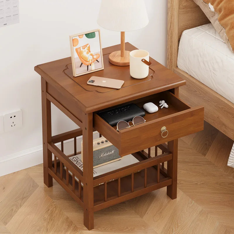 Simple and small bedside table, bedroom bedside cabinet, room storage rack, side table cabinet, bamboo solid wood special offer Oasis Select