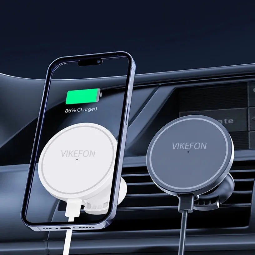 15W Magnetic Wireless Charger Car Vent Phone Holder 360° Rotation Strong Magnet Mount for iPhone 12-16 with Magnetic Ring Oasis Select