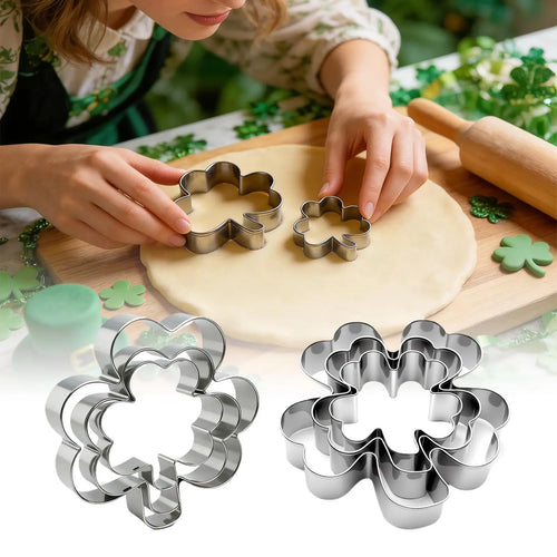 3Pcs Cookie Cutter Patrick's Day Clover Shaped Stainless Steel Mold DIY Cake Sugarcraft Pastry Biscuits Mould Baking Tool Oasis Select