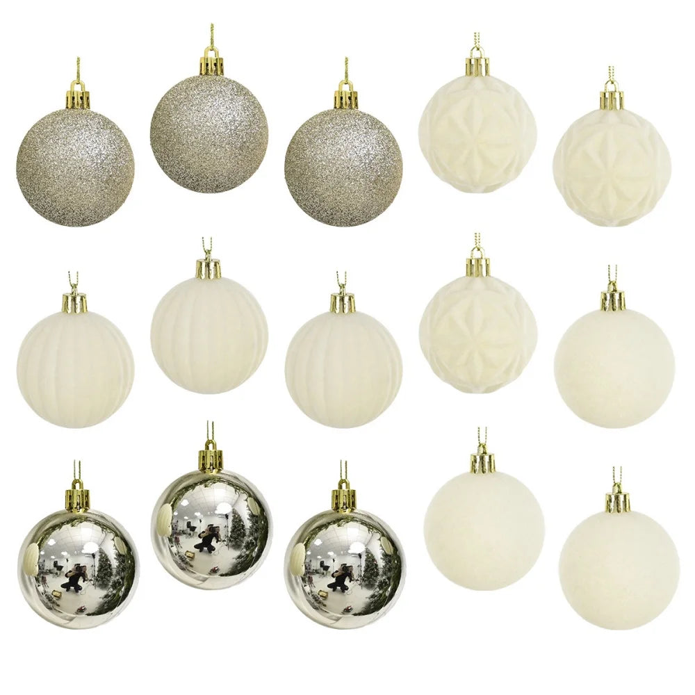 16PCS Flocked Christmas Ball Ornaments Velvet Xmas Tree Hanging Pendent Sparkling Powder Decorative Balls Christmas Decoration Oasis Select