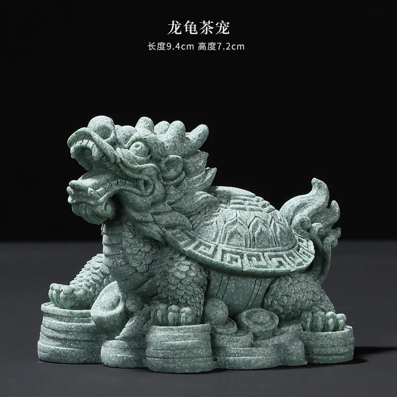 Fortune Comes Creative Pixiu Tea Pet Chinese Style Auspicious Beast Ornament Tea Set Accessory Home Decoration Display Gift Oasis Select Dragon Turtle Tea