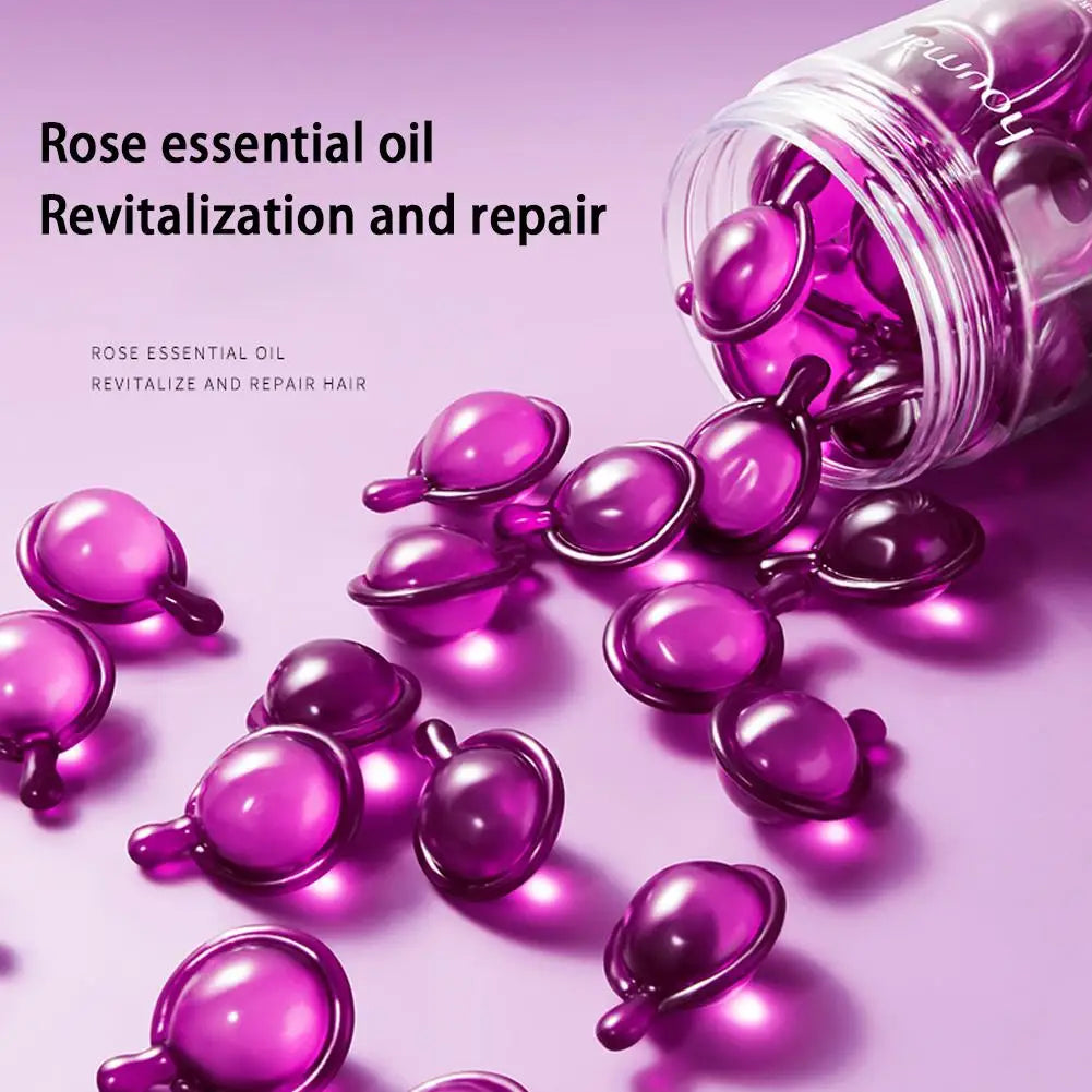 30 Capsules Rose Hair Essential Oil, Hair Vitamins Capsules Smooth Nourishing Repair Damaged Hair Serum for Frizzy Dry Curly Oasis Select
