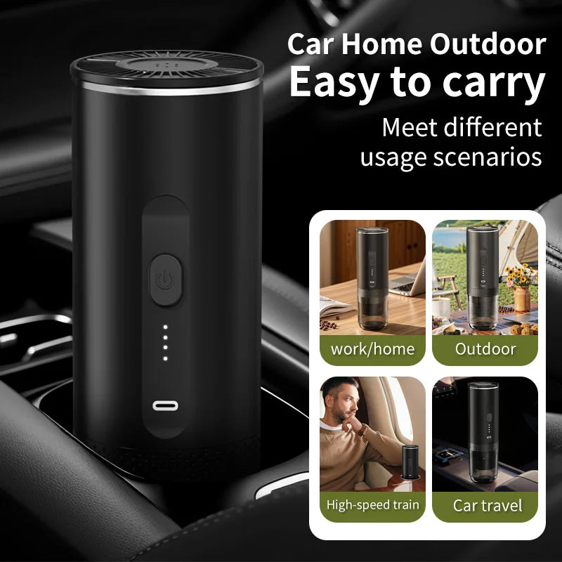 Wireless Electric Espresso Coffee Machine for Car & Home Camping Portable Coffee Maker 2-in-1 Capsule Powder Travel Coffee Maker Oasis Select
