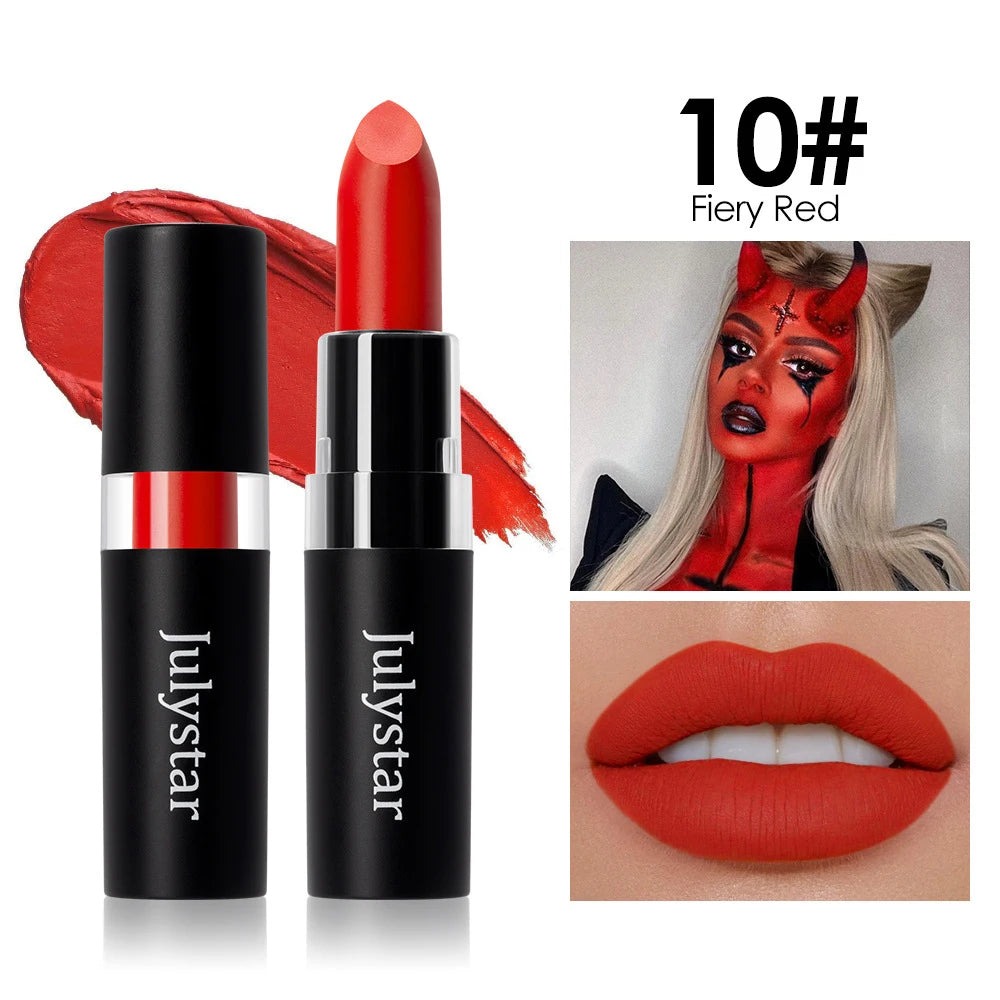 Matte Lipsticks 12 Colors Waterproof Long Lasting Lip Stain Non-stick Cup Sexy Red Black Lipstick Pigment Lip Cosmetics Oasis Select 10