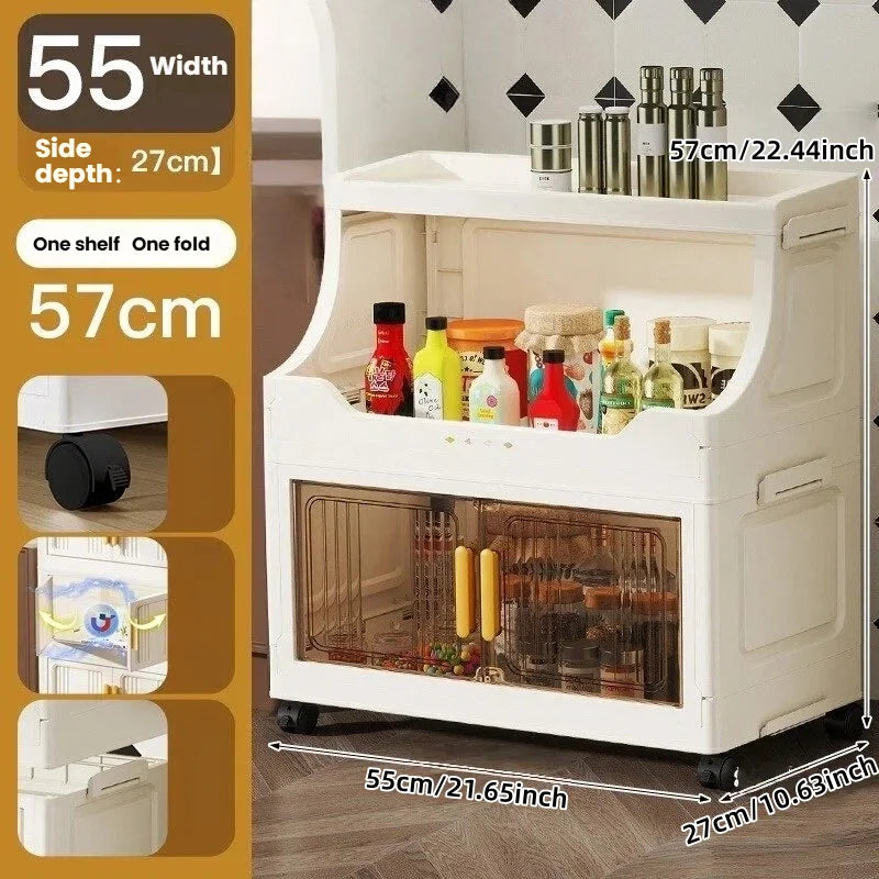 Home high-end appearance storage cabinet, bedroom bedside table, kitchen multi-level foldable storage rack Oasis Select 2 layers-clear