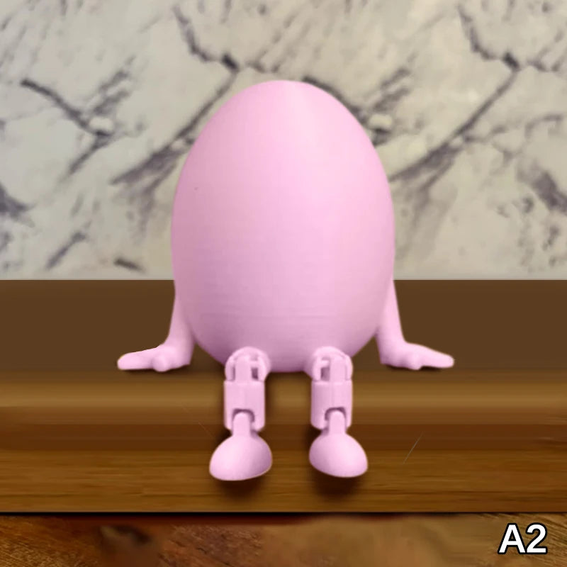 Articulated Bunny Egg Figurine Easter Decoration Movable Leg Joint Egg Statue Home Office Desktop Ornament And Gift Oasis Select A2