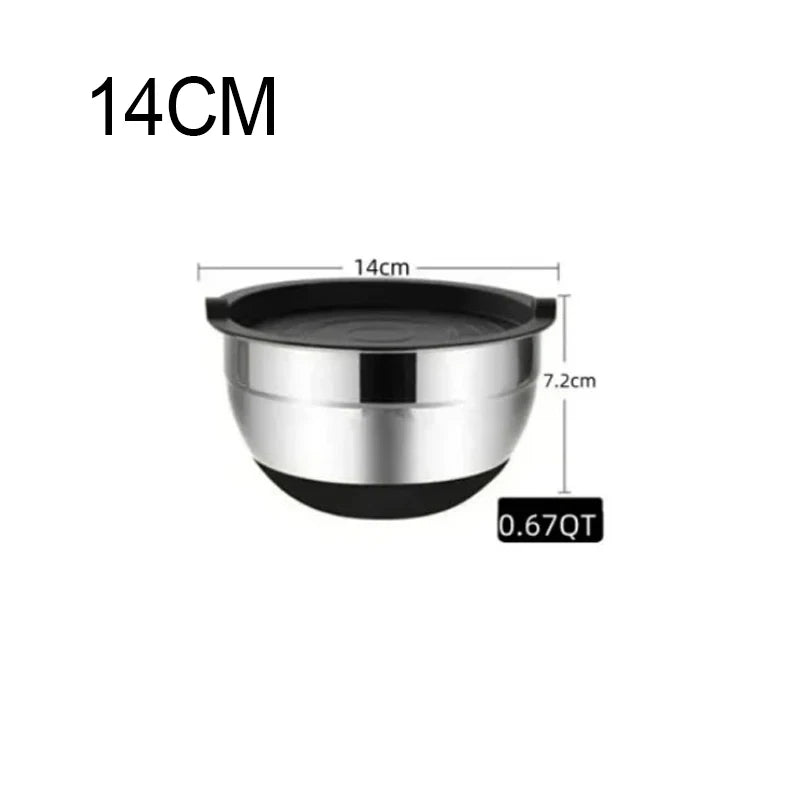 Stainless Steel Mixing Bowls with Lid & Non-Slip Silicone Base Stainless Steel Mixing Bowl Oasis Select 14cm black