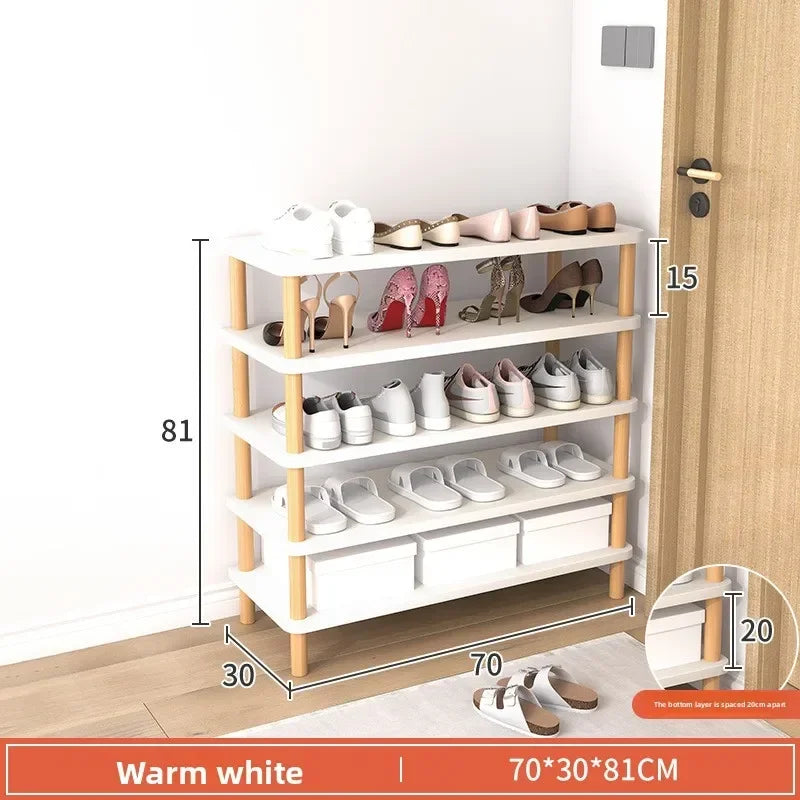 Wooden Shoe Rack Simple And E****mical Household Multi-layer Storage Rack Rental House Dormitory Shoe Cabinet Storage Artifact Oasis Select 70-30-White-5 floors