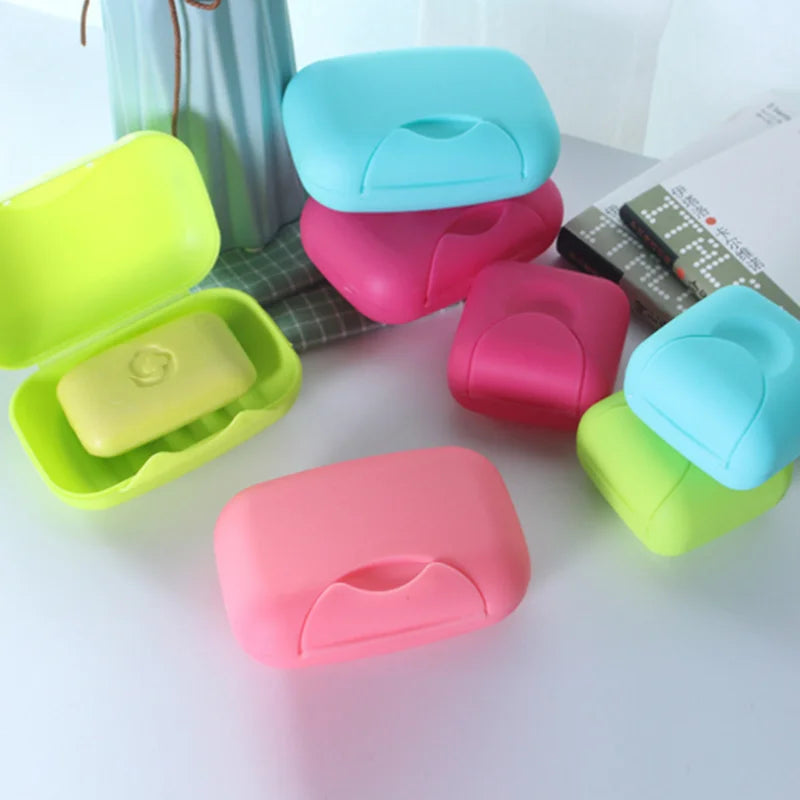 Portable Travel Soap Box Container Bathroom Acc Home Plastic Soap-Boxes with Cover Small/big Sizes Candy Color Soaps Dish Holder Oasis Select