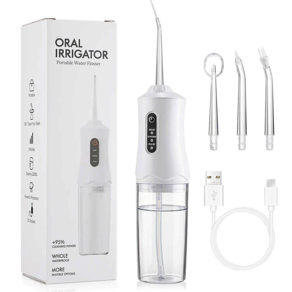 Portable Water Flosser – 3 Modes, 220ml Tank, Rechargeable