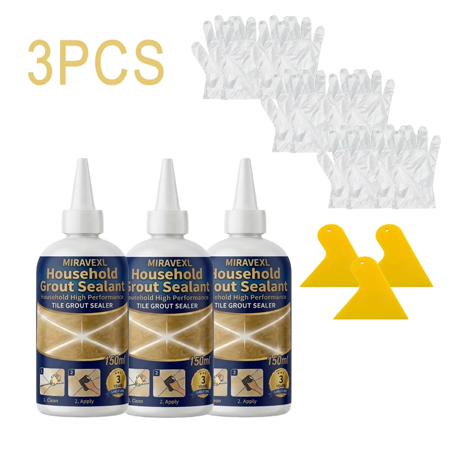 MIRAVEXL Waterproof Grout: Premium Home Tile Joint Filling & Repair Kit (Includes Tools) — Designed for Home Flooring Oasis Select 3PCS