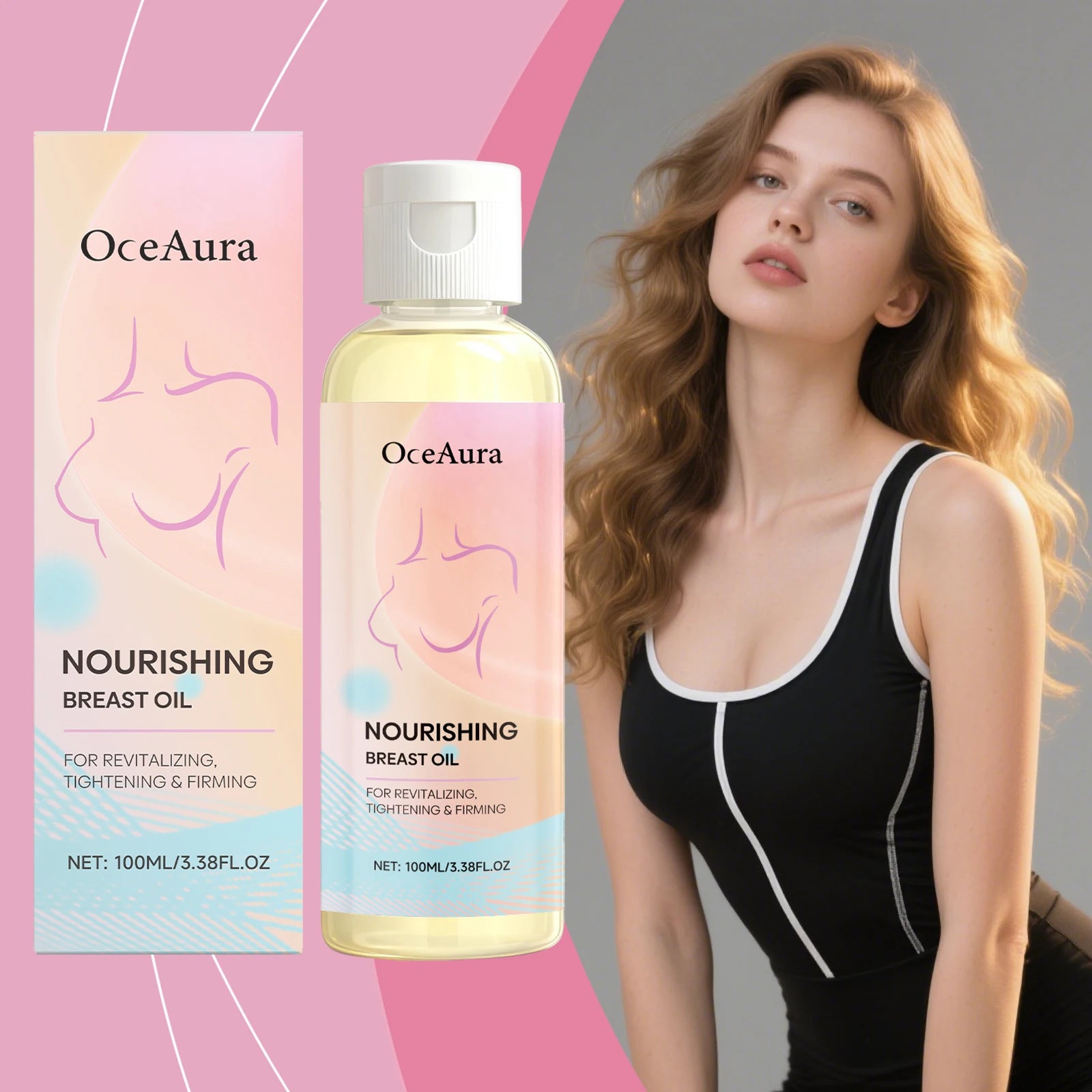 OceAura Breast Massage Oil Improve Skin Firmness Shape Breast Contours Enhance Body Curves Nourish Breast Skin Elasticity Oasis Select
