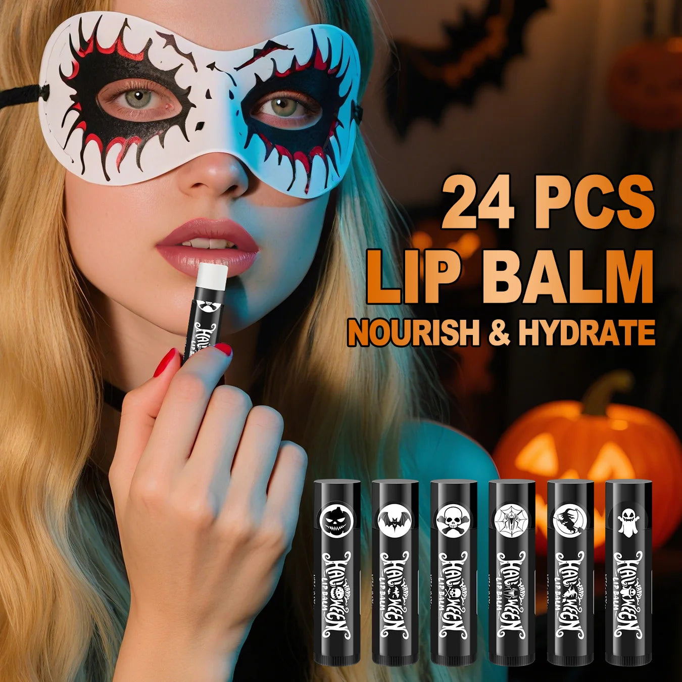 Halloween assembly gift 96PCS/box hand cream lipstick in bulk with BOO card and black gift bag Oasis Select