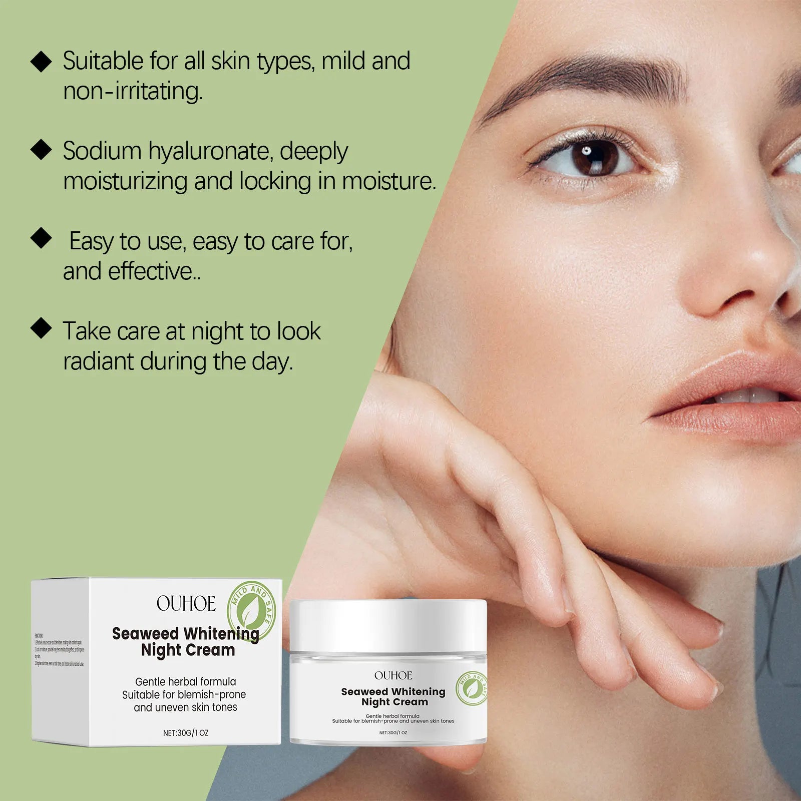 Nourishing Face Night Cream Whitening Moisturize Hydration Night Skin Care Facial Rejuvenation Brightening Face Repairing Cream Oasis Select
