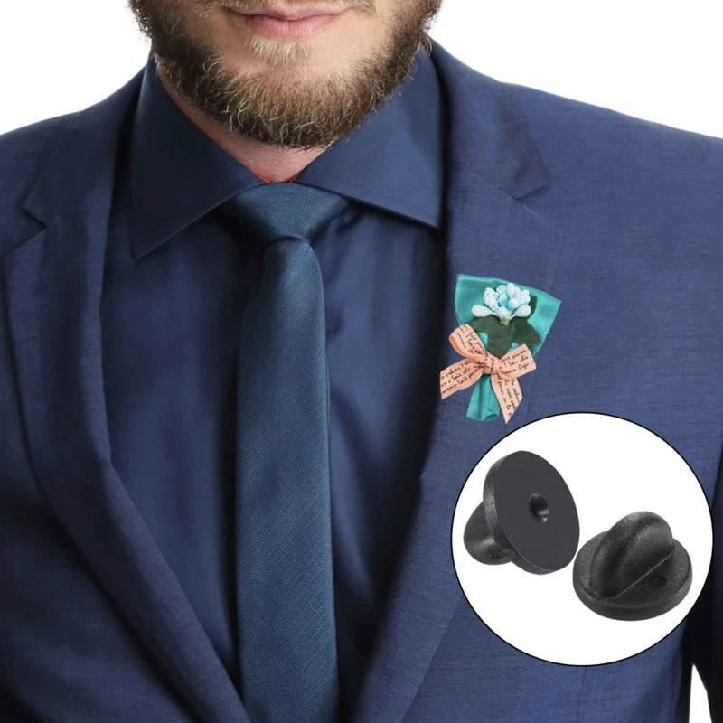 50/100pcs Black Rubber Pin Backs for Tie Tack Lapel Holder Clasp Cap Keepers Brooch Badge Jewelry Making Supplies Accessories Oasis Select