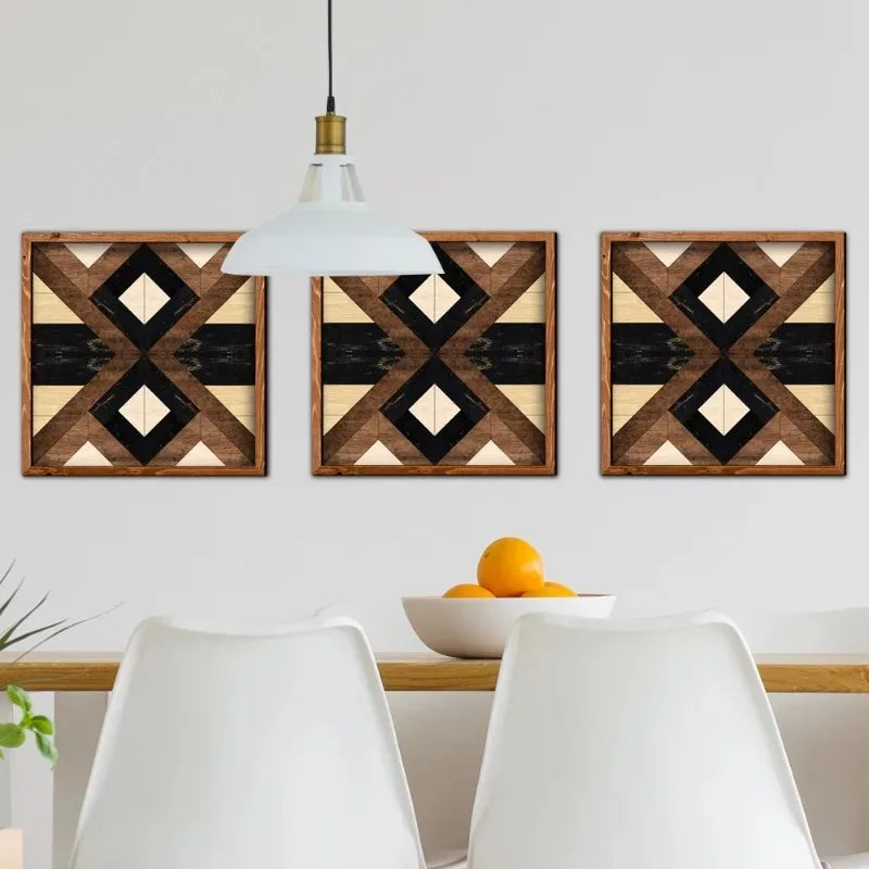 Wall Stickers Wooden Frame Paintings Nordic Style Geometric Patterns Living Room Bedroom Study Decoration Oasis Select