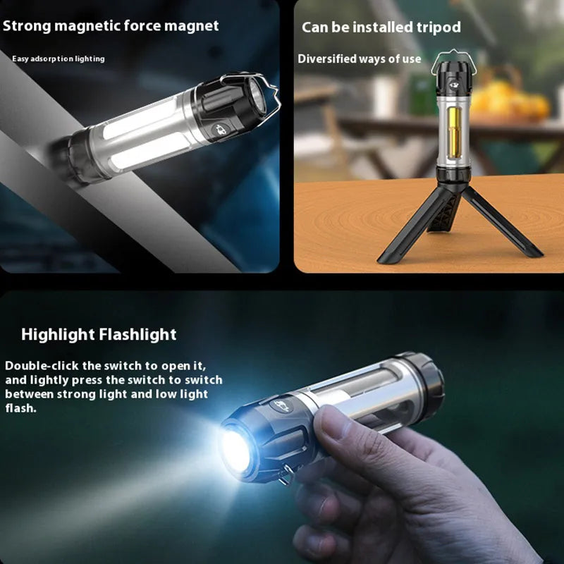 Rechargeable Stepless Dimming Flashlight High Bright Portable Lantern Outdoor Emergency Camping Tent Ambient Magnetic Work Lamp Oasis Select