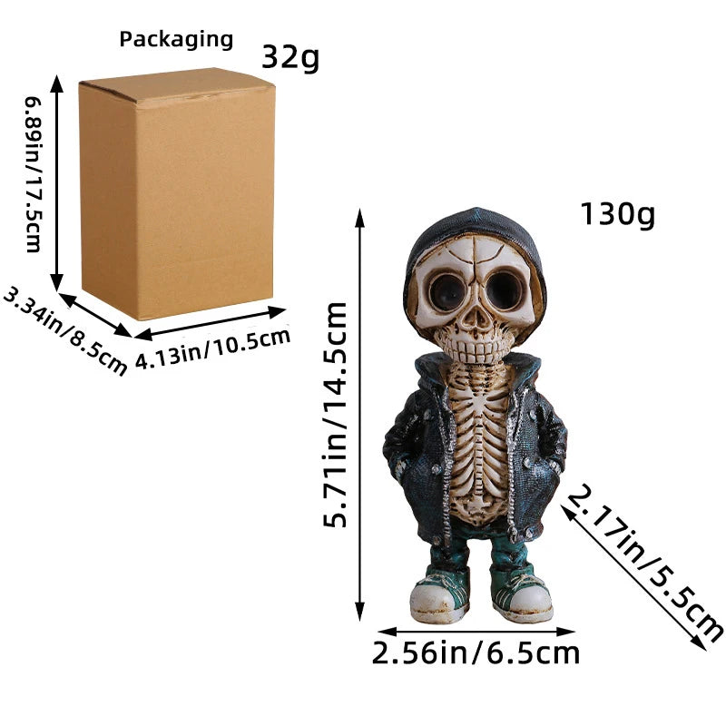 Halloween Skeleton Doll Resin Ornament Alien Hoodie Ghost Festival Party Desktop Courtyard Decorationv Oasis Select B