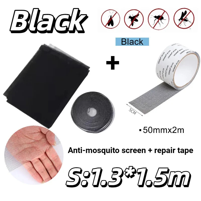 Self Adhesive Fine Mosquito Net Repair Tape Polyester Mosquito Net Window Mosquito Nets with Easy Installation Invisible Mesh Oasis Select Black-S-Tape 1pcs
