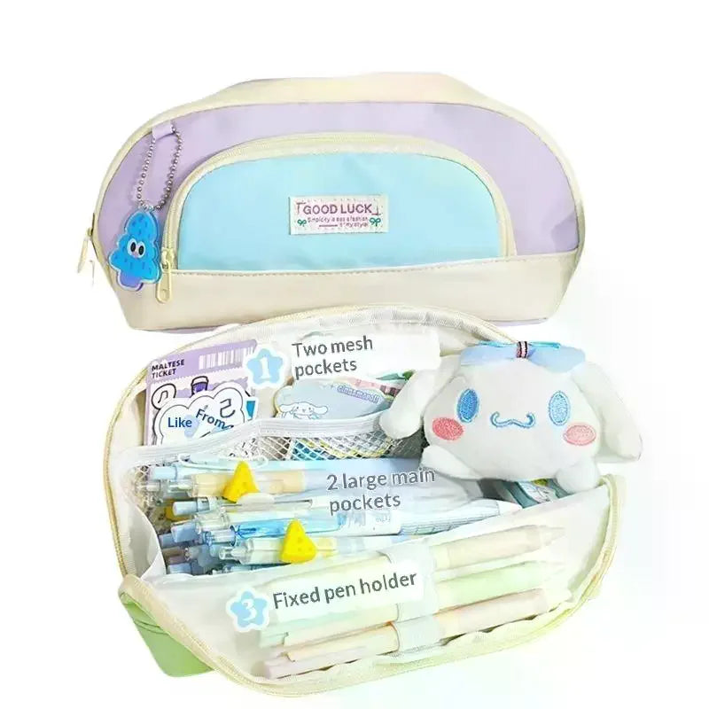 New Dopaamine Magnetic Button Pencil Case Large Capacity Opening Design Stationery Bag For Middle And Primary School Students Oasis Select
