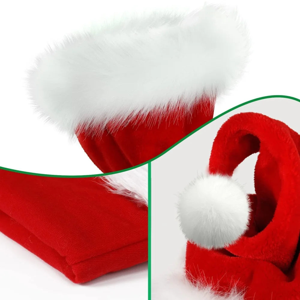 Red Fluffy Christmas Santa Hat Adult Kid Santa Hat Ornaments Xmas Home Birthday Party Near Year Festive Baby Shower Holiday Gift Oasis Select