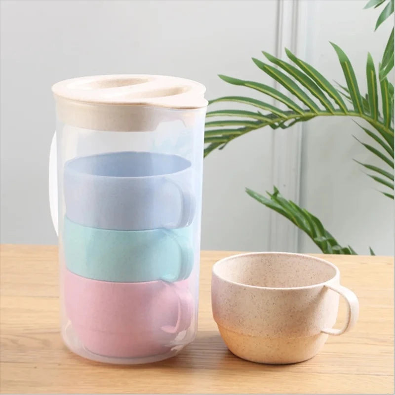 4-Piece Wheat Straw Drinking Cup Set – Eco Portable Picnic Reusable Cup Set Oasis Select