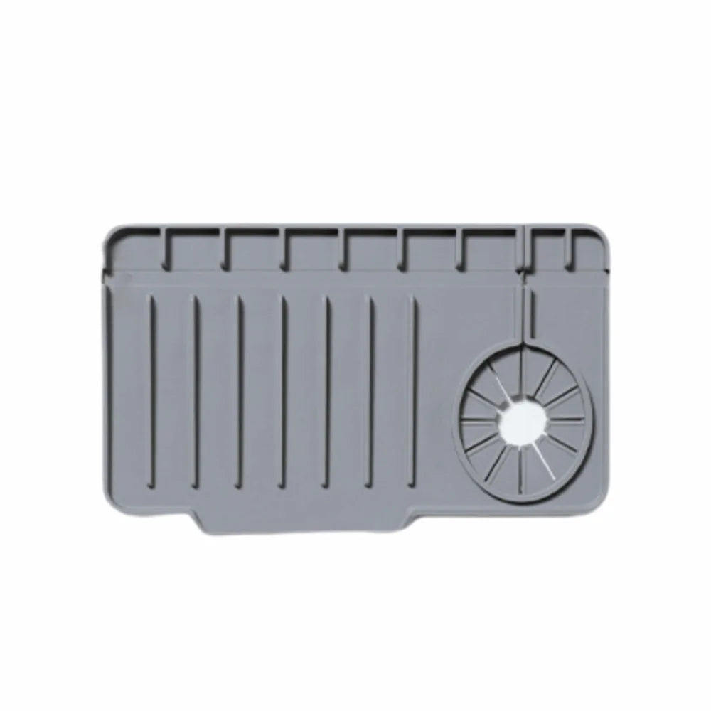 Silicone Sink Splash Pad Large Size Single Side Faucet Drip Mat Non-Slip Countertop Protector Water Catcher Mat for Kitchen Sink Oasis Select Grey-27x15x1.5cm