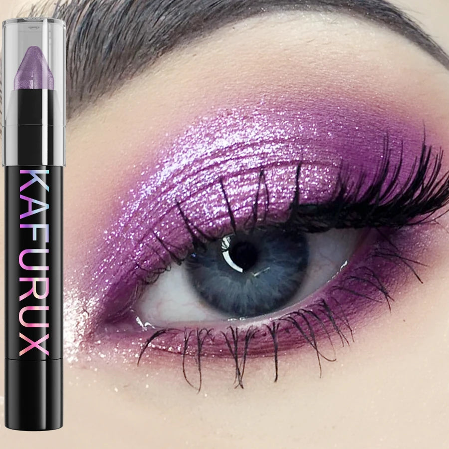 KAFURUX 25-Color Glitter Eyeshadow Pencil – Waterproof & Matte