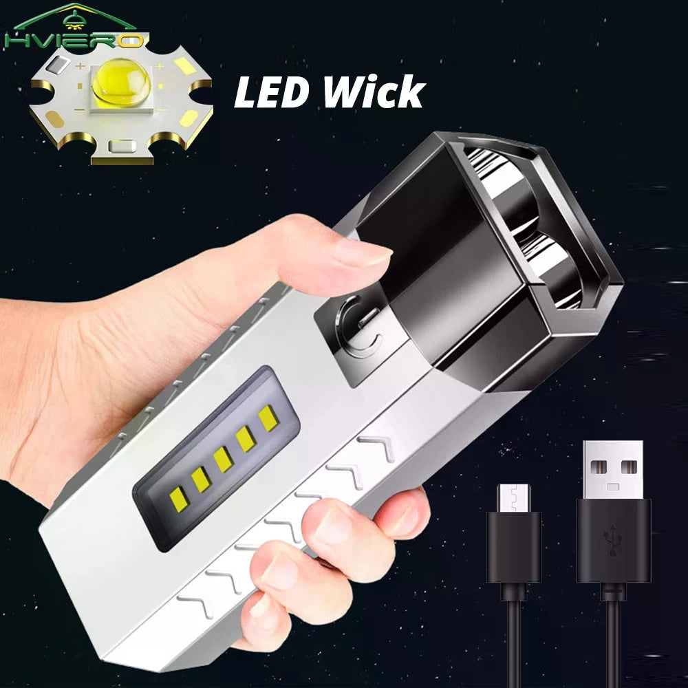 HVIERO 7-LED USB Rechargeable Flashlight & Power Bank | Camping
