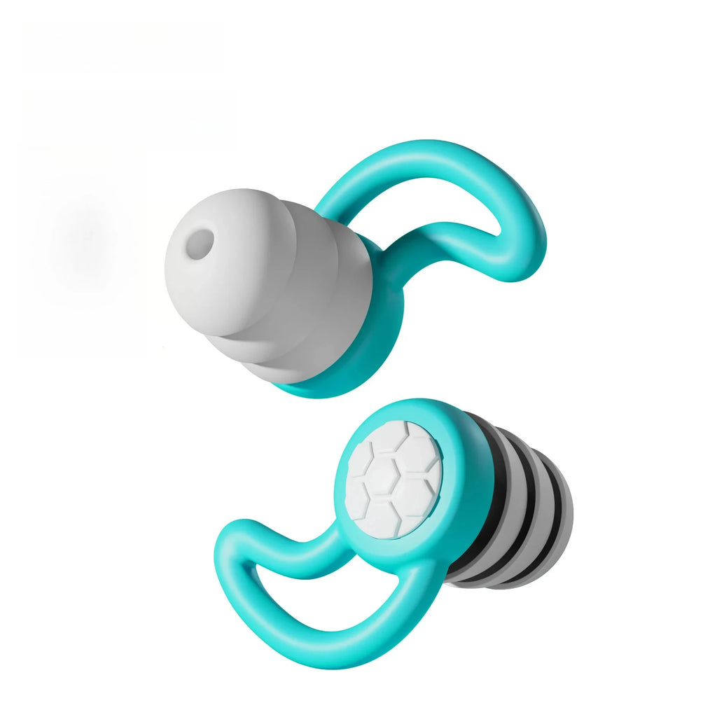 Silicone Noise Cancelling Earplugs Noise Filter Sleep Swimming Waterproof Three Layer Mute Earplugs Oasis Select Cyan