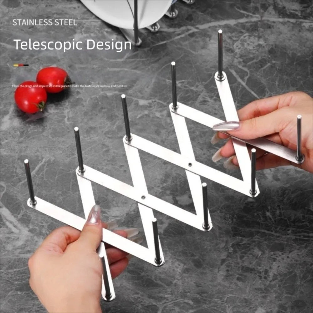 Stainless Steel Foldable Dish Rack with Drainage | Kitchen Organizer