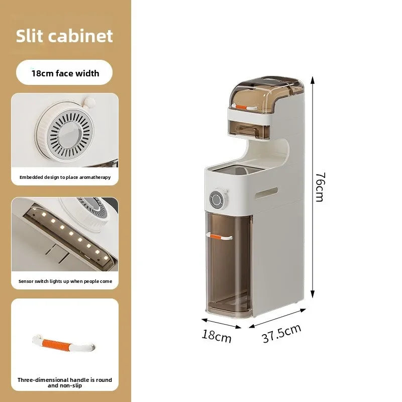 Multi-functional Drawer Type Crevice Cabinet, Kitchen Storage Rack, Bathroom, Narrow Slit With Light, Dust-proof Storage Cabinet Oasis Select 18cm-5-D