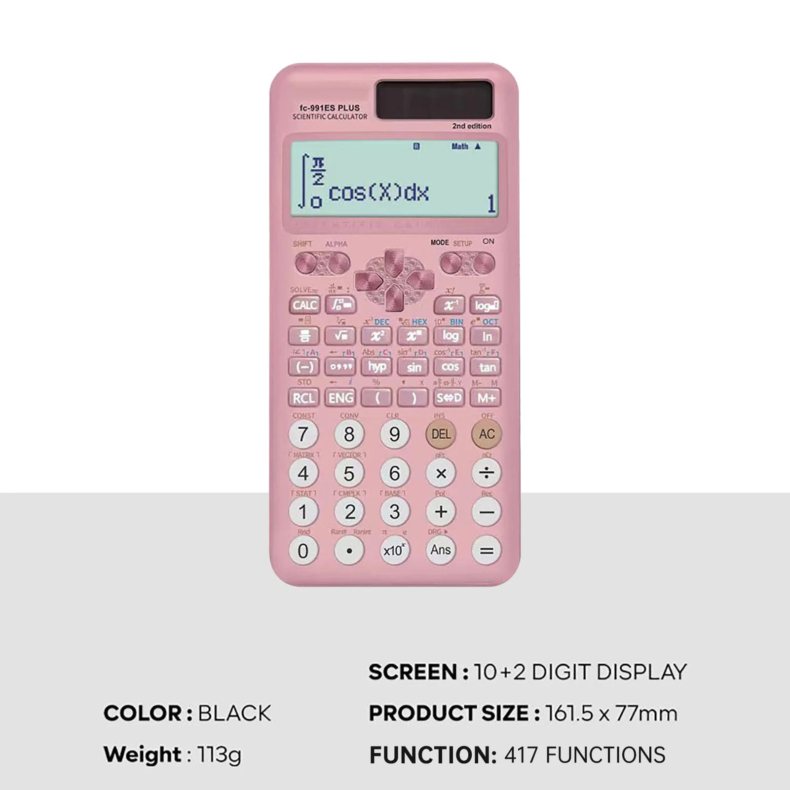 Scientific Calculators Math Calculator with 417 Function 10+2 Digits Display Dual Power Supply Ideal for Teachers College Oasis Select