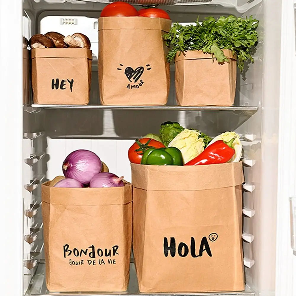 Durable Reusable Kraft Paper Bag Large Capacity Waterproof Packaging Bag Thickened Square Washable Takeaway Bag Home Oasis Select