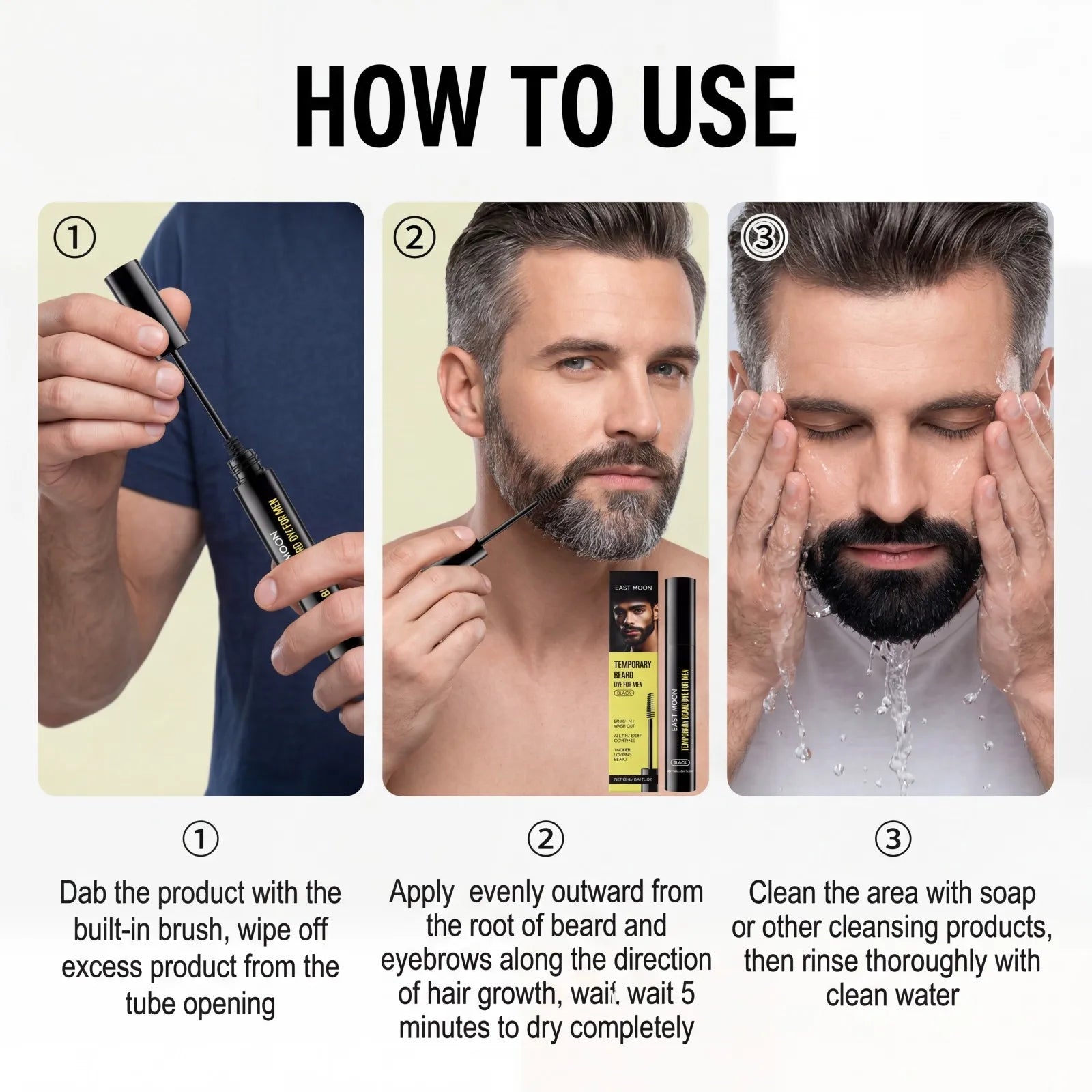 Natural Black Beard Dye for Men Moustache Filler Waterproof Shaping Nourishing Portable Pernmanent Coloring Beard Dyeing Pen Oasis Select
