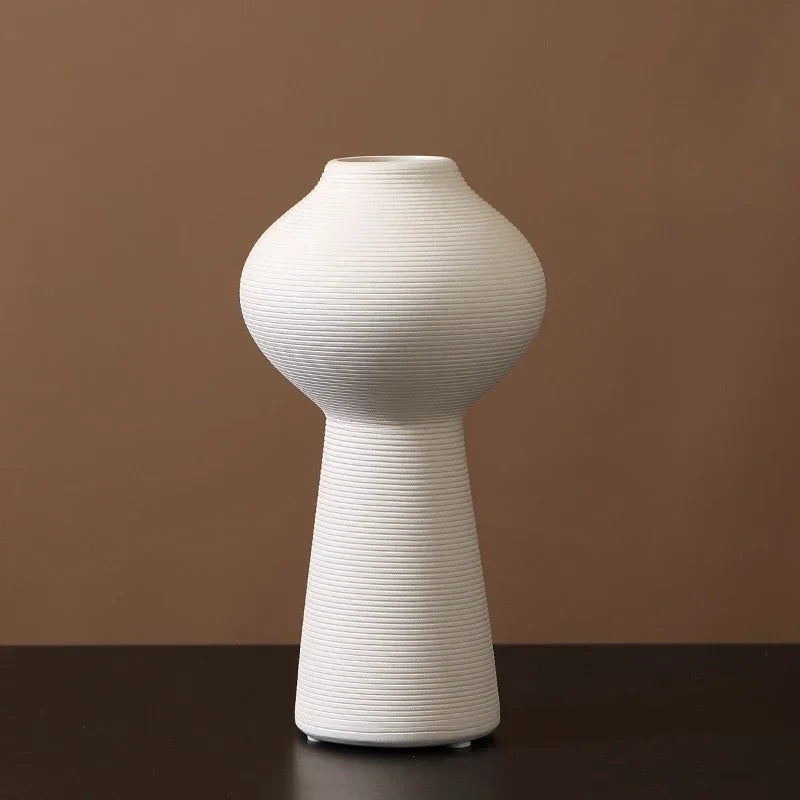 Modern simple white ceramic vase decoration flower arrangement living room TV cabinet home decoration flower device Oasis Select I (D 11cm H 24cm)