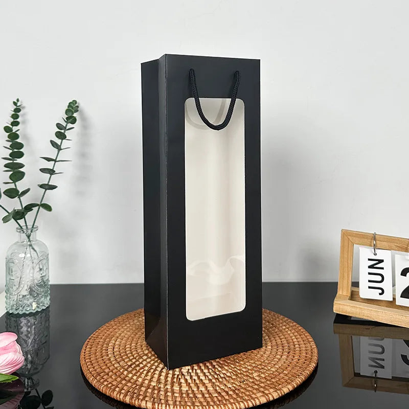 Flower Gift Bag Transparent Window | Kraft Bouquet Tote