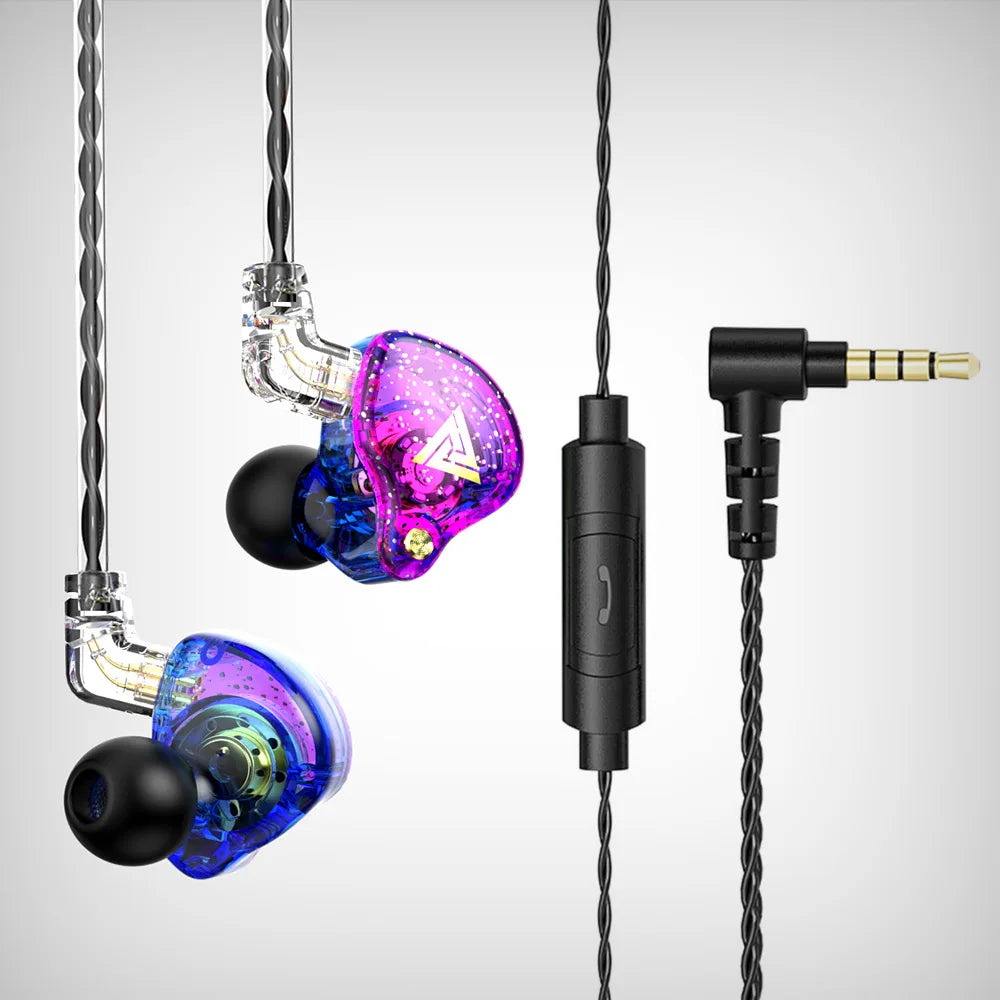 Original QKZ AK6 PRO Wired Earphone HIFI Stereo Headset With MIC HD Call 3.5mm AUX In-Ear Music Game Sports Headphones Oasis Select AK6Pro Purple