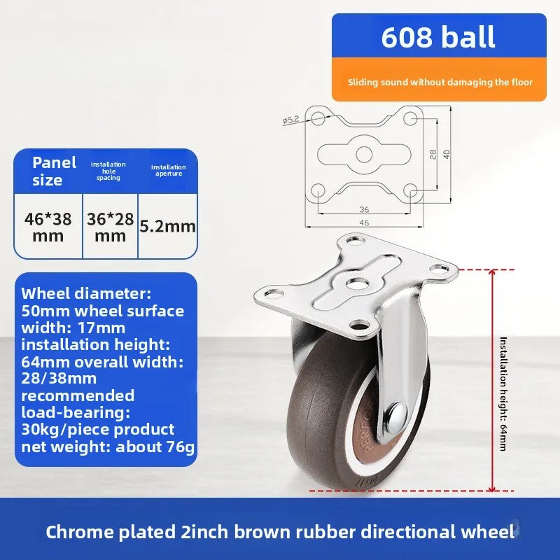 1 1.25 1.5 2 Inch Furniture Caster Soft Rubber Universal Wheel Swivel Caster Roller Wheel For Platform Trolley Accessories Oasis Select 2 inch directional 1.0 Inch
