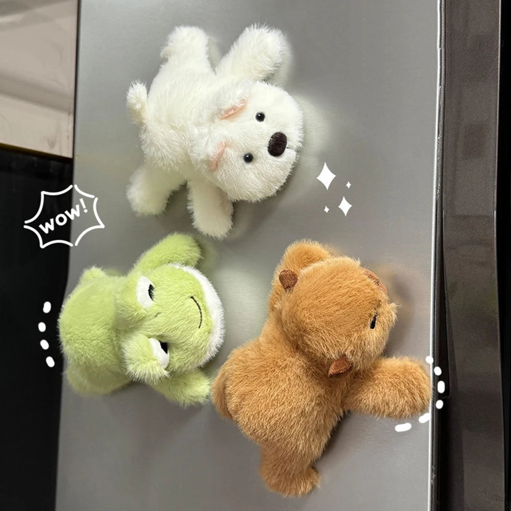 Plush Animal Fridge Magnets – Cute Cartoon Kids Decor