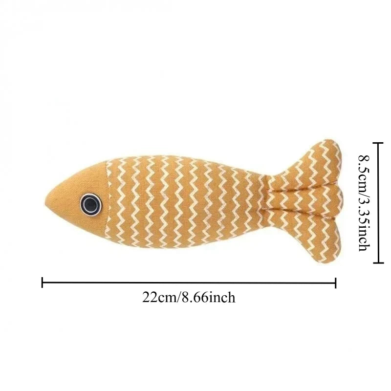 1pcs Interactive Catnip Fish Toys for Cats Plush Kitten Chew Bite Toy with Crinkle Sound Teeth Cleaning Pet Toy for Indoor Cats Oasis Select Yellow 22x8.5cm