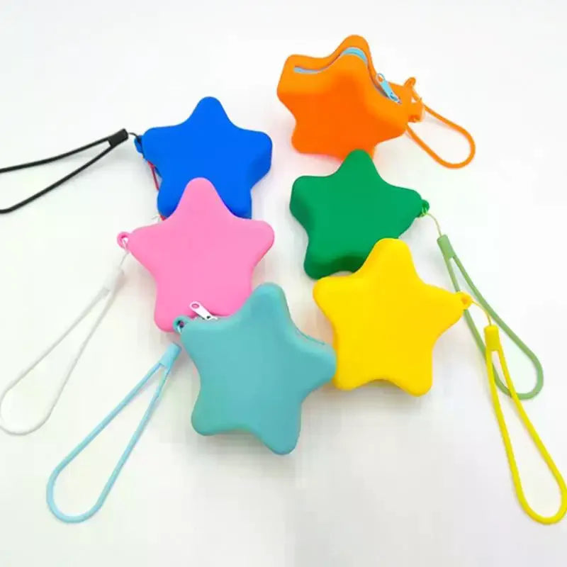 Creative Silicone Coin Purse Portable Zipper Cosmetic Bag Starfish Shape Earphone Bag Women Girls Multifunction Storage Bag Oasis Select